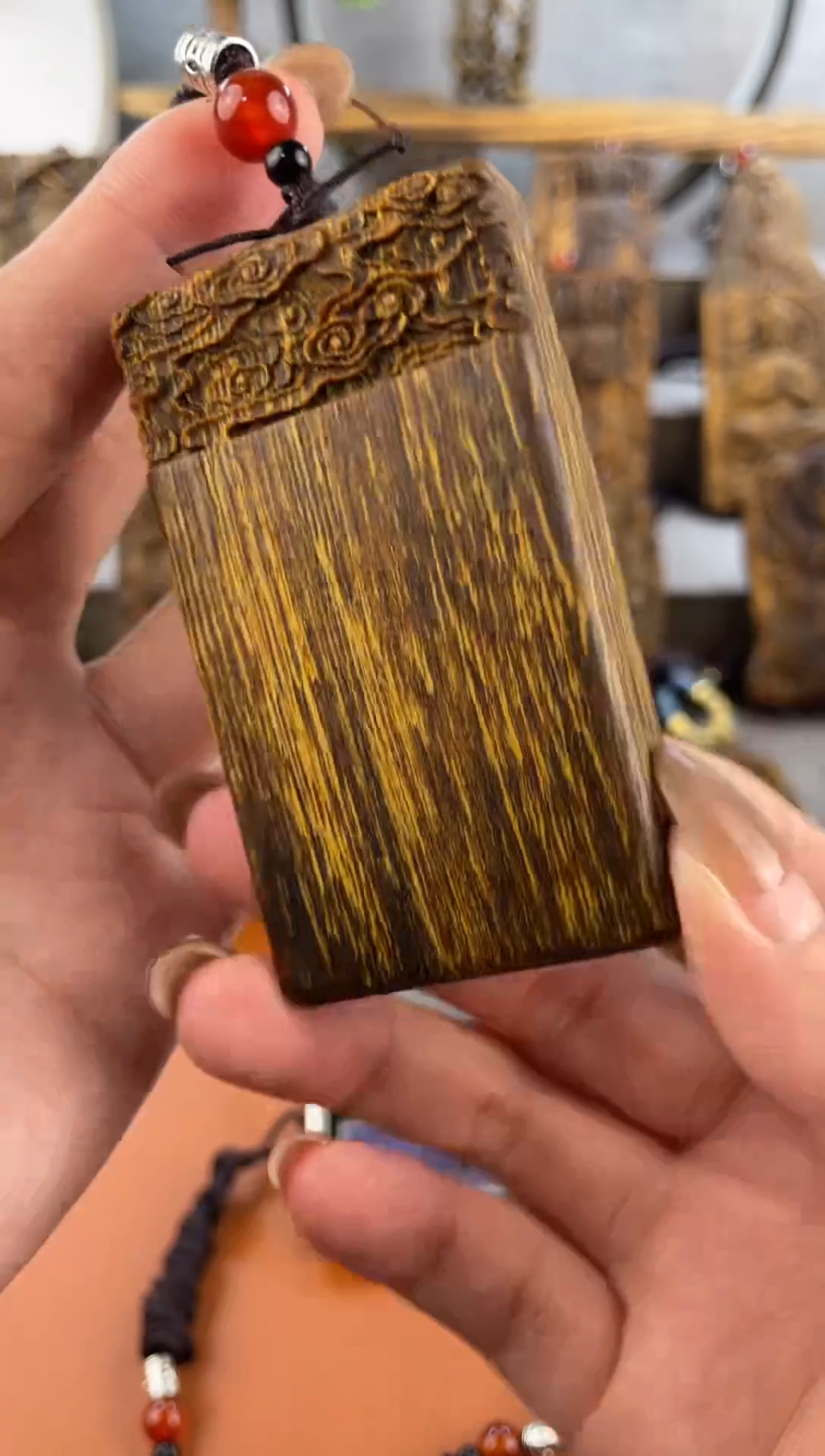 木木雕款芽庄 祥云无事牌 双面雕刻 7cm送养香瓶 