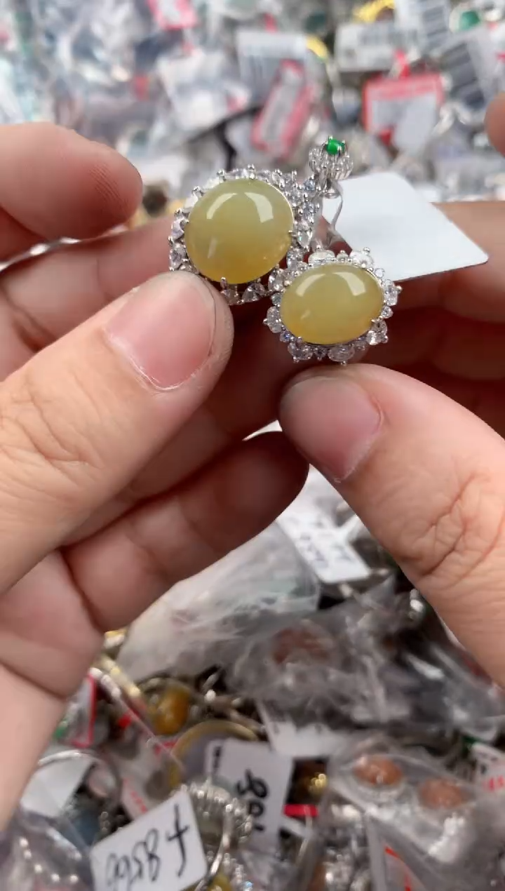 银S925镶嵌戒指翡翠12   8