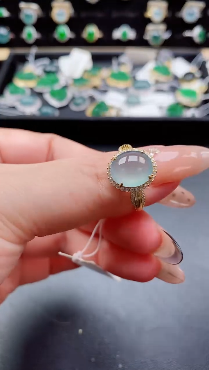 银S925镶嵌戒指翡翠1