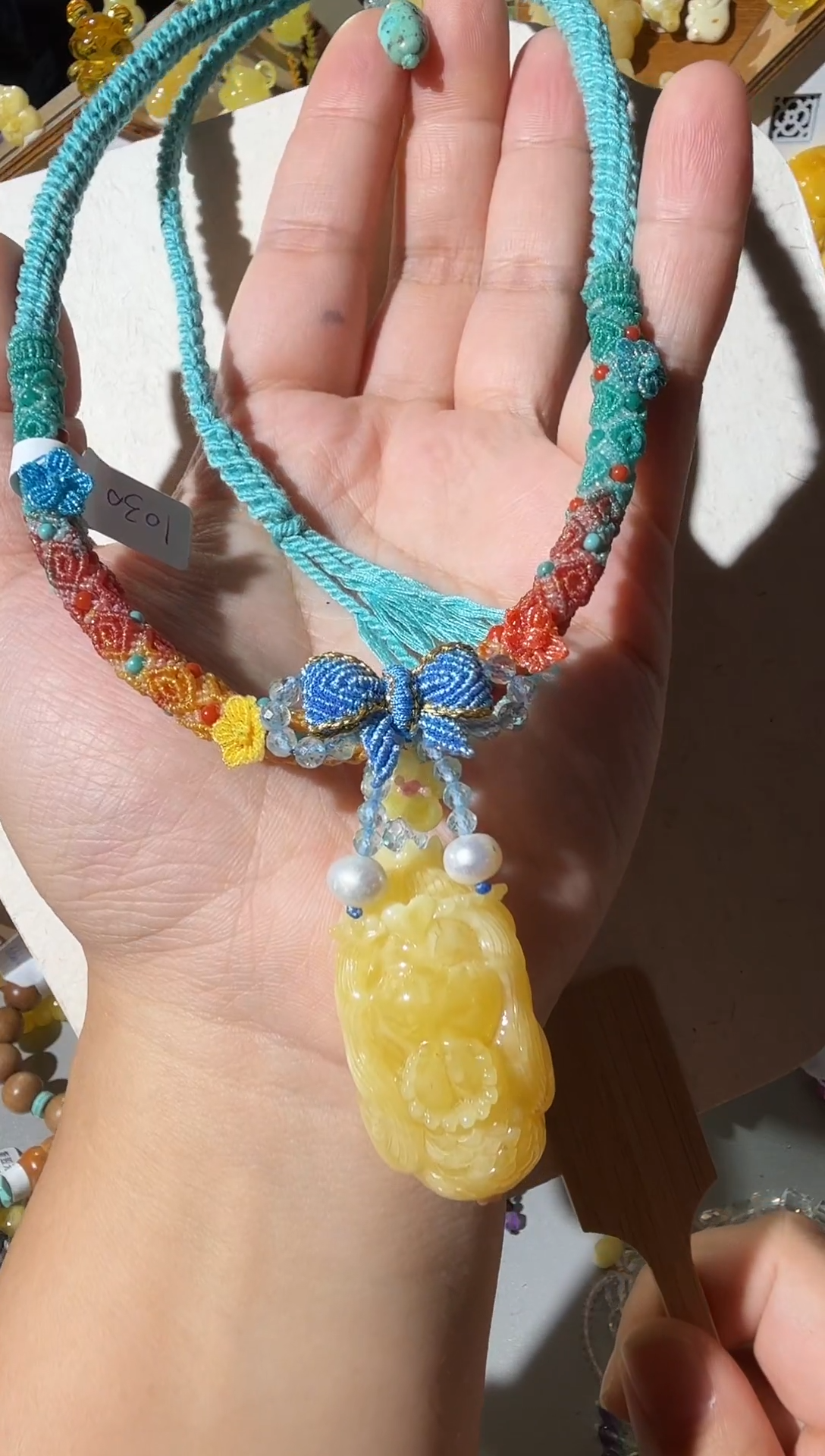 蜜蜡项链未镶嵌蜜蜡美人鱼项链