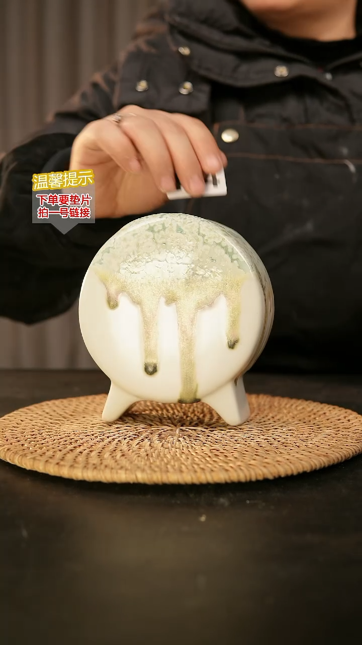 瓷片464鼓盆中号口6*5高13