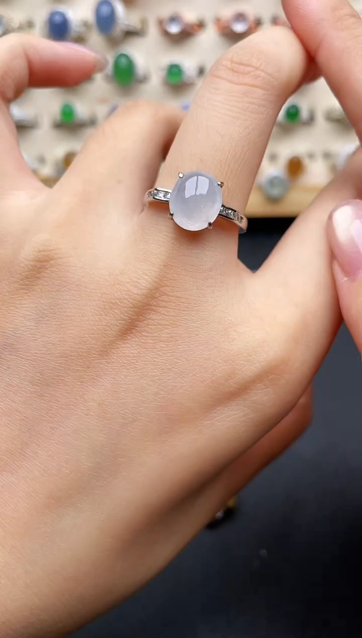 翡翠戒指银S925镶嵌一物一证一礼盒