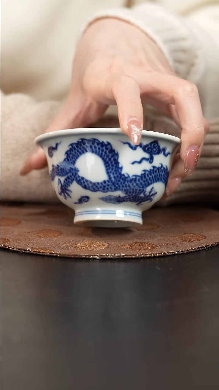 【闪购商品】杯瓷寻柴窑青花龙杯
