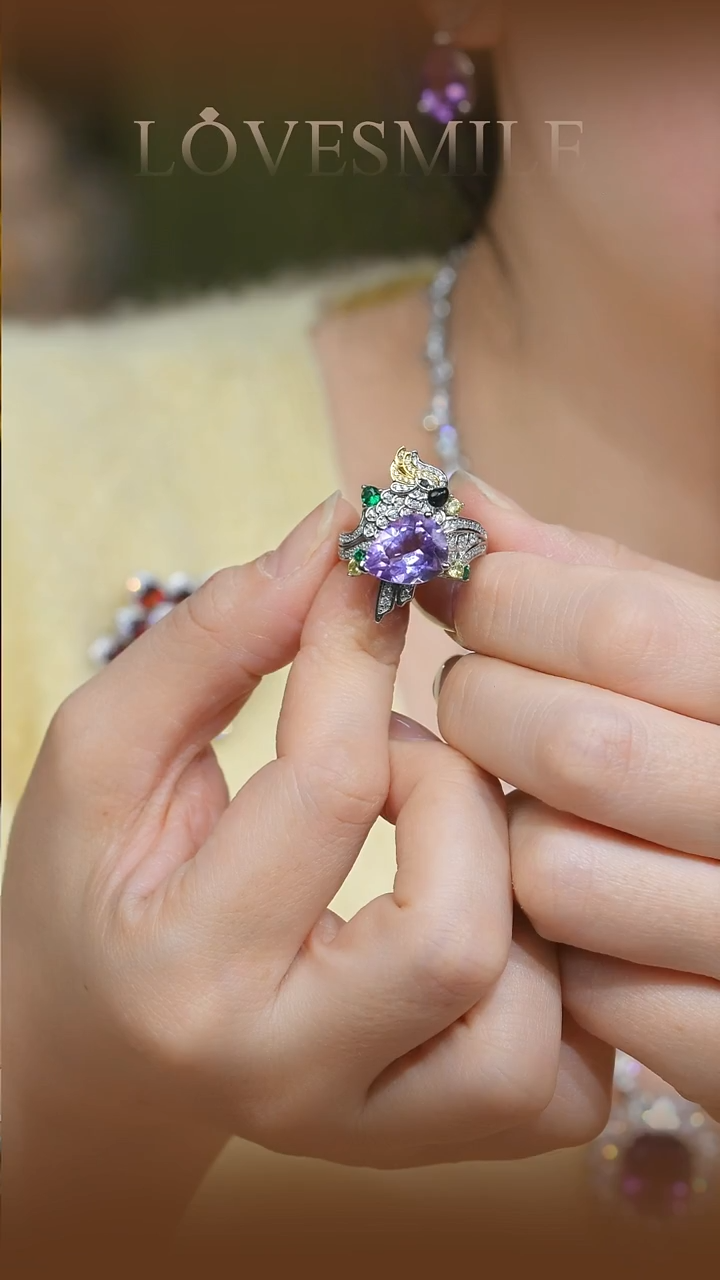 银S925镶嵌戒指紫晶050