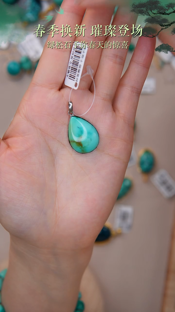 【闪购商品】绿松石吊坠(赠链)银S925镶嵌1