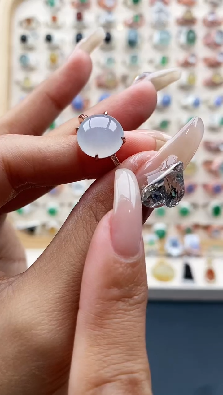 【闪购商品】翡翠戒指银S925镶嵌缅甸天然A货翡翠333   10-2