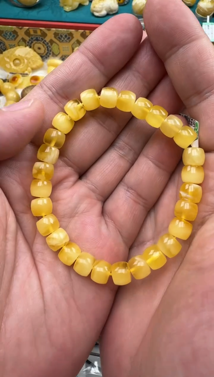 琥珀未镶嵌珠宝奇石直切手串HZ233