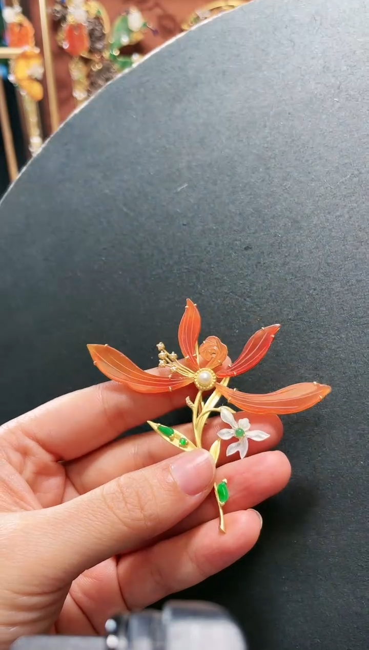 【闪购商品】玛瑙/玉髓胸针银S925镶嵌支持48小时鉴赏