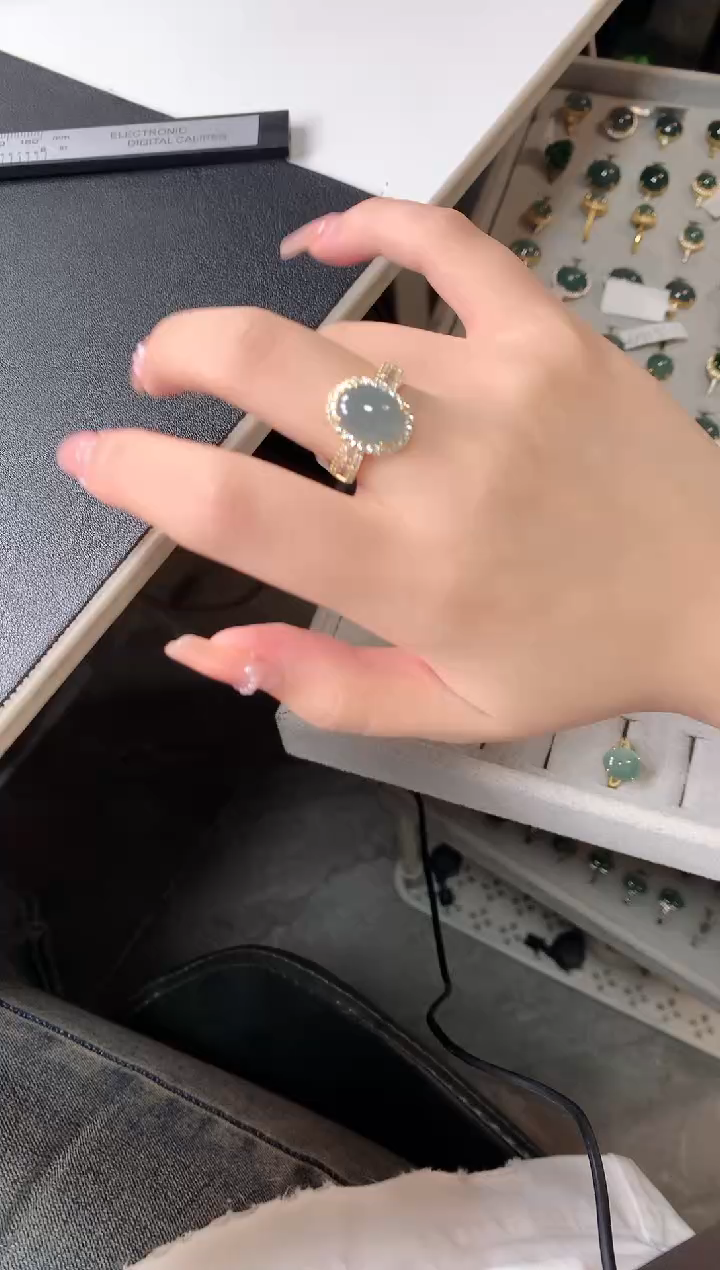 【闪购商品】翡翠戒指银S925镶嵌5214