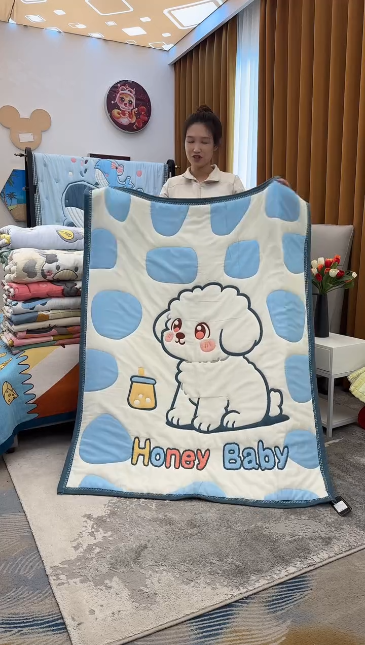 棉质花小奶狗蓝-120x150