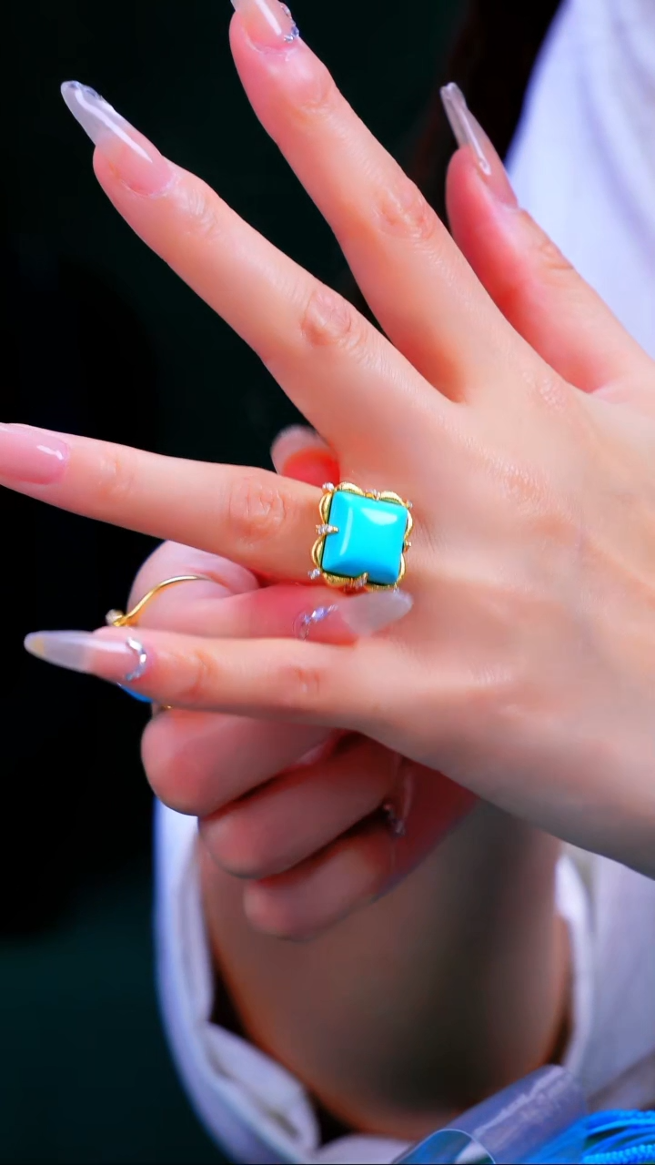 【闪购商品】绿松石戒指银S925镶嵌发货一件