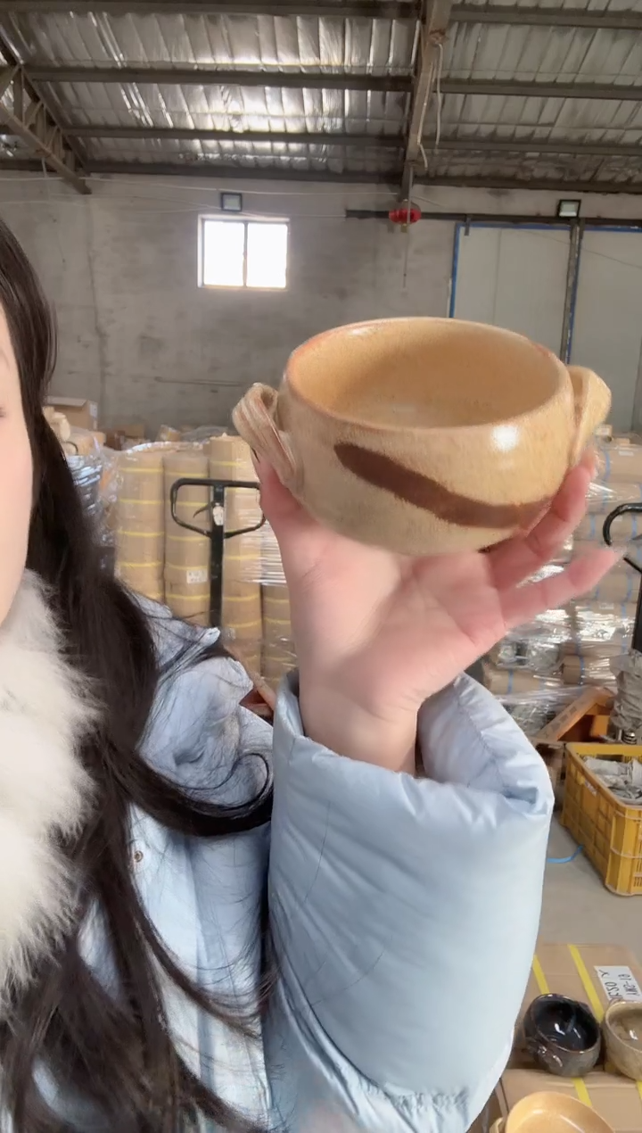 陶瓷灶师窑双耳碗一个