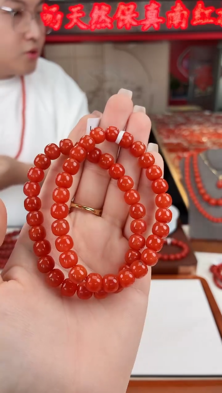 南红玛瑙瓦西老型手串8+未镶嵌（多样式发其一）
