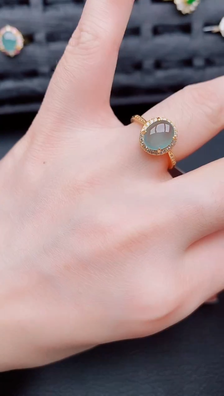 【闪购商品】翡翠戒指银S925镶嵌天然a货翡翠276