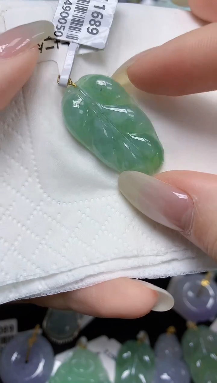 【闪购商品】翡翠18K金镶嵌颈饰天然缅甸翡翠A货