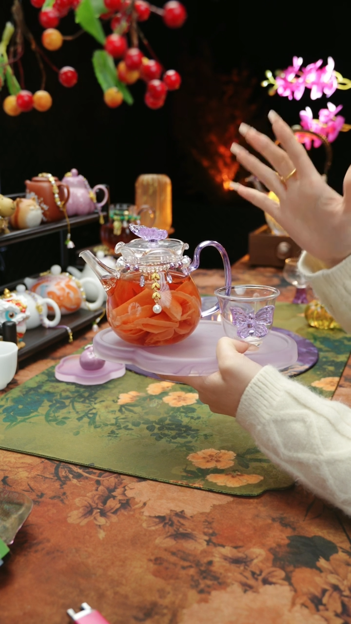 【闪购商品】紫色壶承+茶壶+链子+杯子