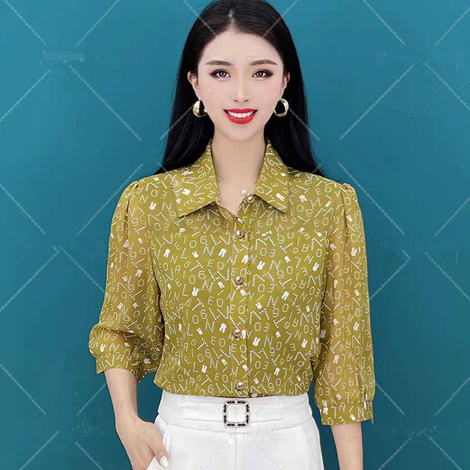 【多色多码】春夏薄款七分袖冰丝翻领衬衫妈妈宽松显瘦中袖防晒开衫