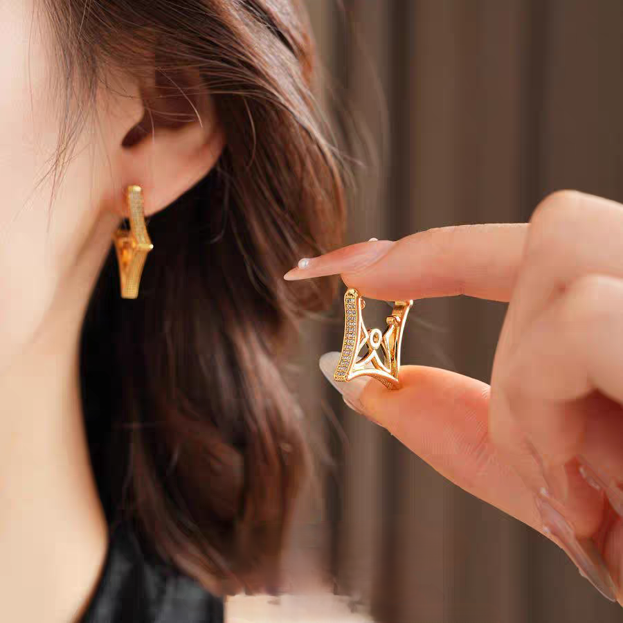 铜合金亚克力耳饰  法·【不对称老花】耳饰117