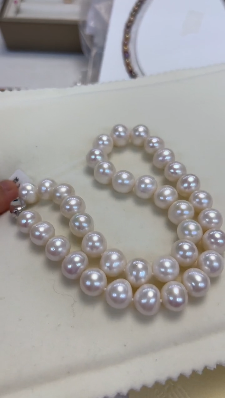 颈饰银S925镶嵌淡水珍珠11.5-12.5无核白珠