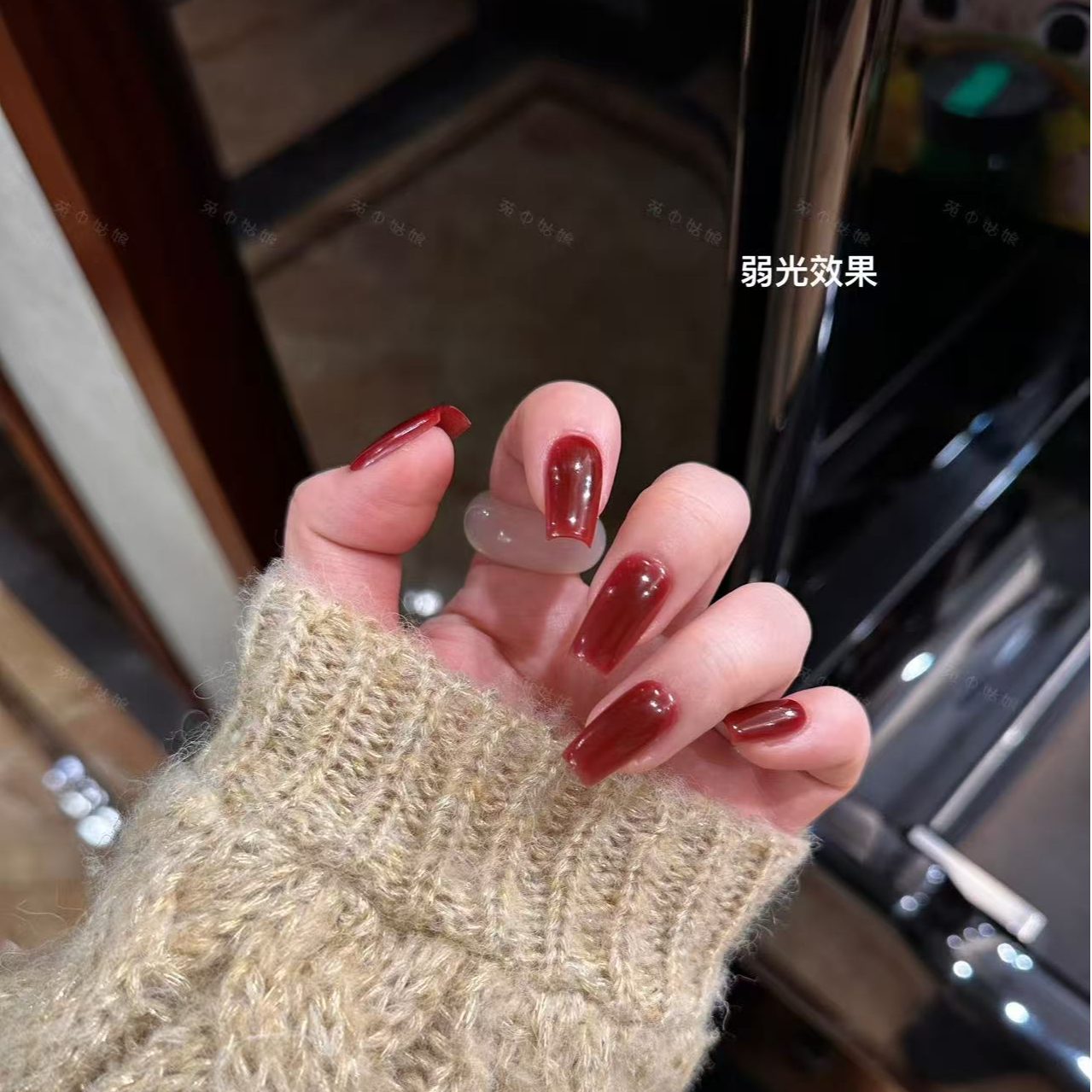 【J-正宫】苑中姑娘-自调色正红建构涂-新年显白美甲-纯手工穿戴甲