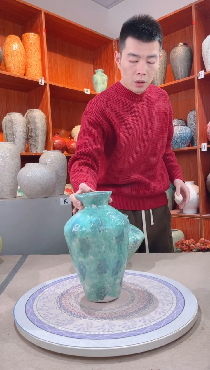 【闪购商品】瓶彩陶三件套 大号 陶瓷花瓶 无花