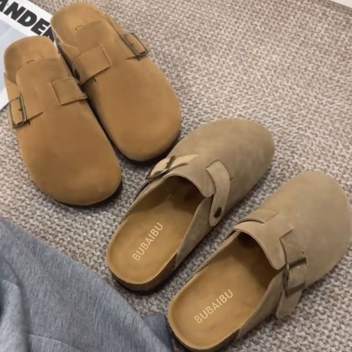 【珍妮专属】新款8825-1半拖博肯圆头百搭软底厚底休闲外穿勃肯拖鞋