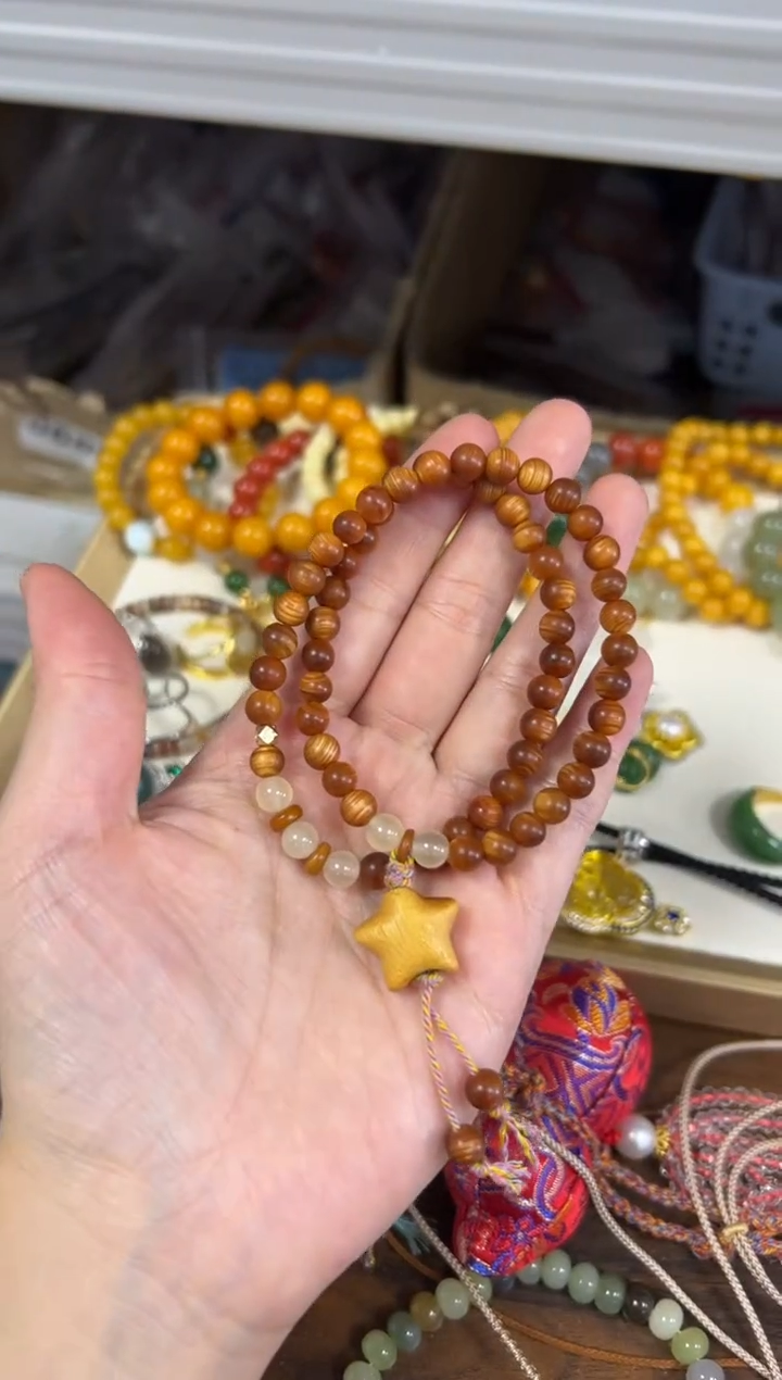 柏木（崖柏）手串/手链老料崖柏星星款设计款双圈[00]