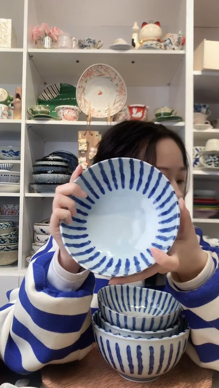 陶瓷浓十草55大钵17cm