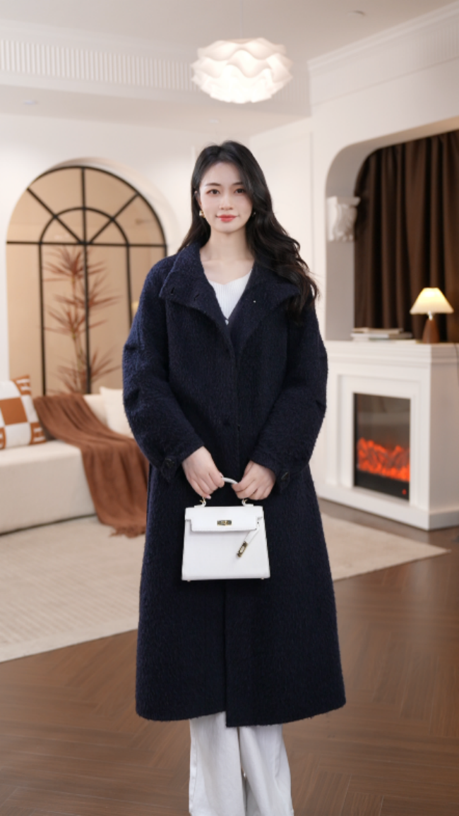 【苏力贝贝】加厚长款外套女中长款气质时尚双面秋冬大衣2607