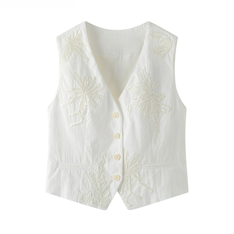 艾家商场同款1544夏季小香风时尚提花薄马甲