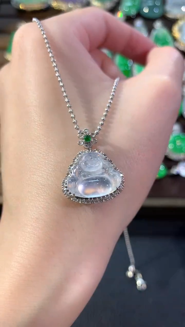 吊坠(不含链)18K金镶嵌翡翠冬日珠宝E11