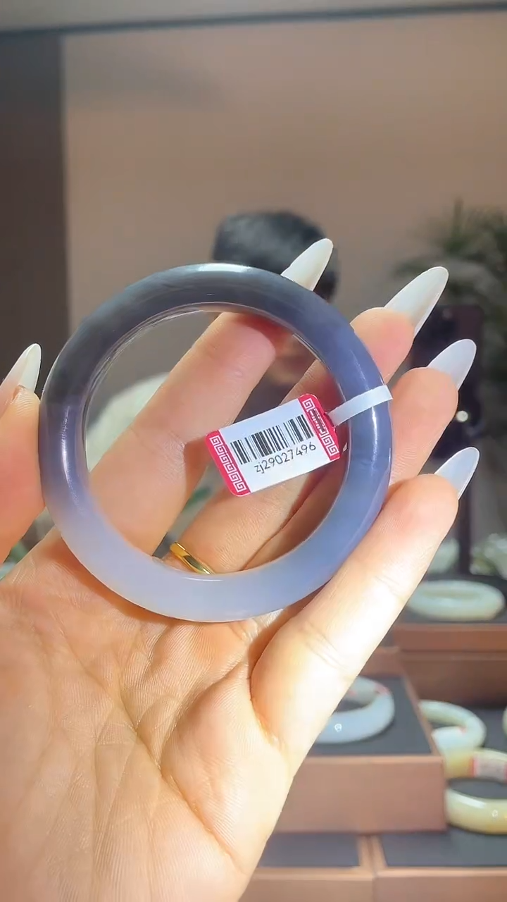 【闪购商品】和田玉手镯未镶嵌53烟紫半山水29027469