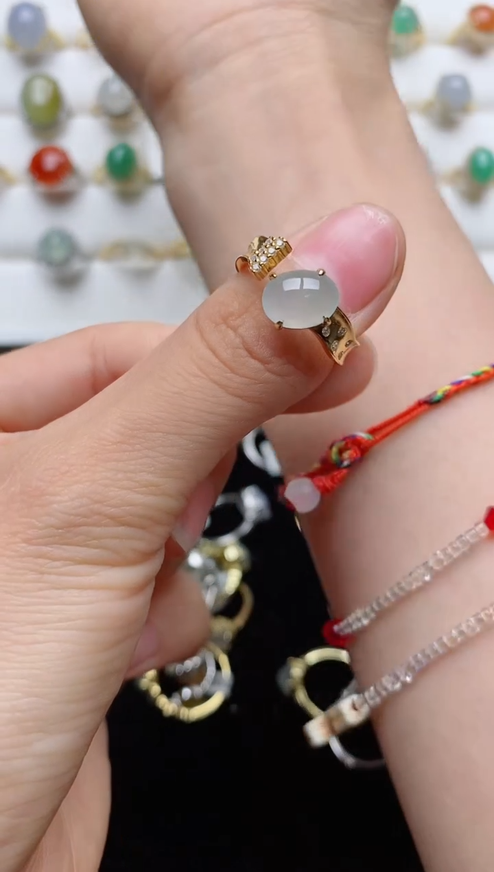 翡翠戒指银S925镶嵌...........