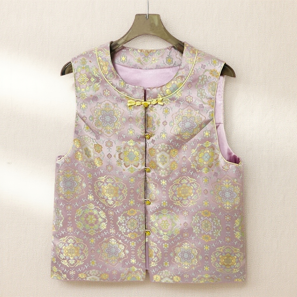 【冰淇淋粉宝相】新中式织锦女2025年春秋新款新中式网红中国风马甲