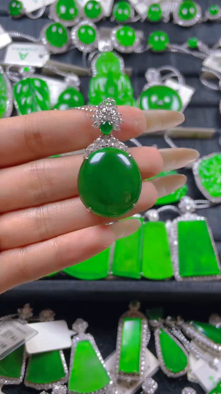 颈饰银S925镶嵌翡翠11