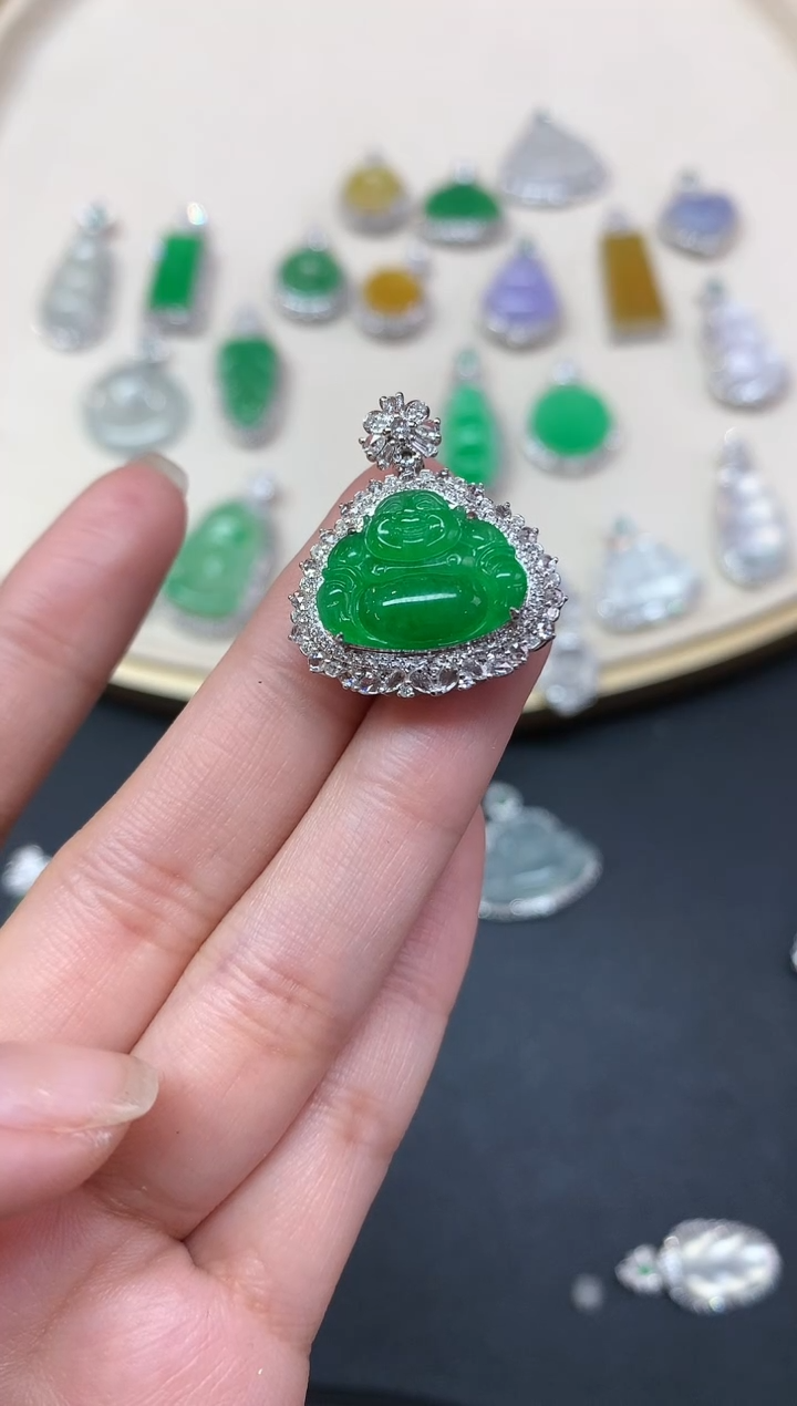 【闪购商品】翡翠吊坠(不含链)18K金镶嵌A226|39800