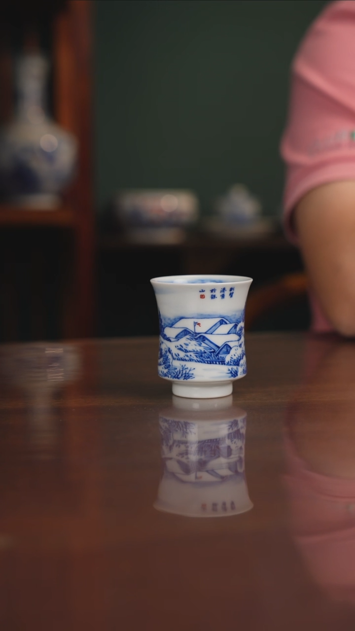 晓月窑青花雪景盖置