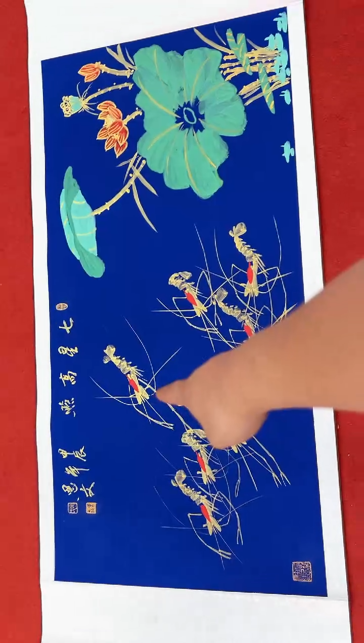 绘画七星高照手绘卷轴作品