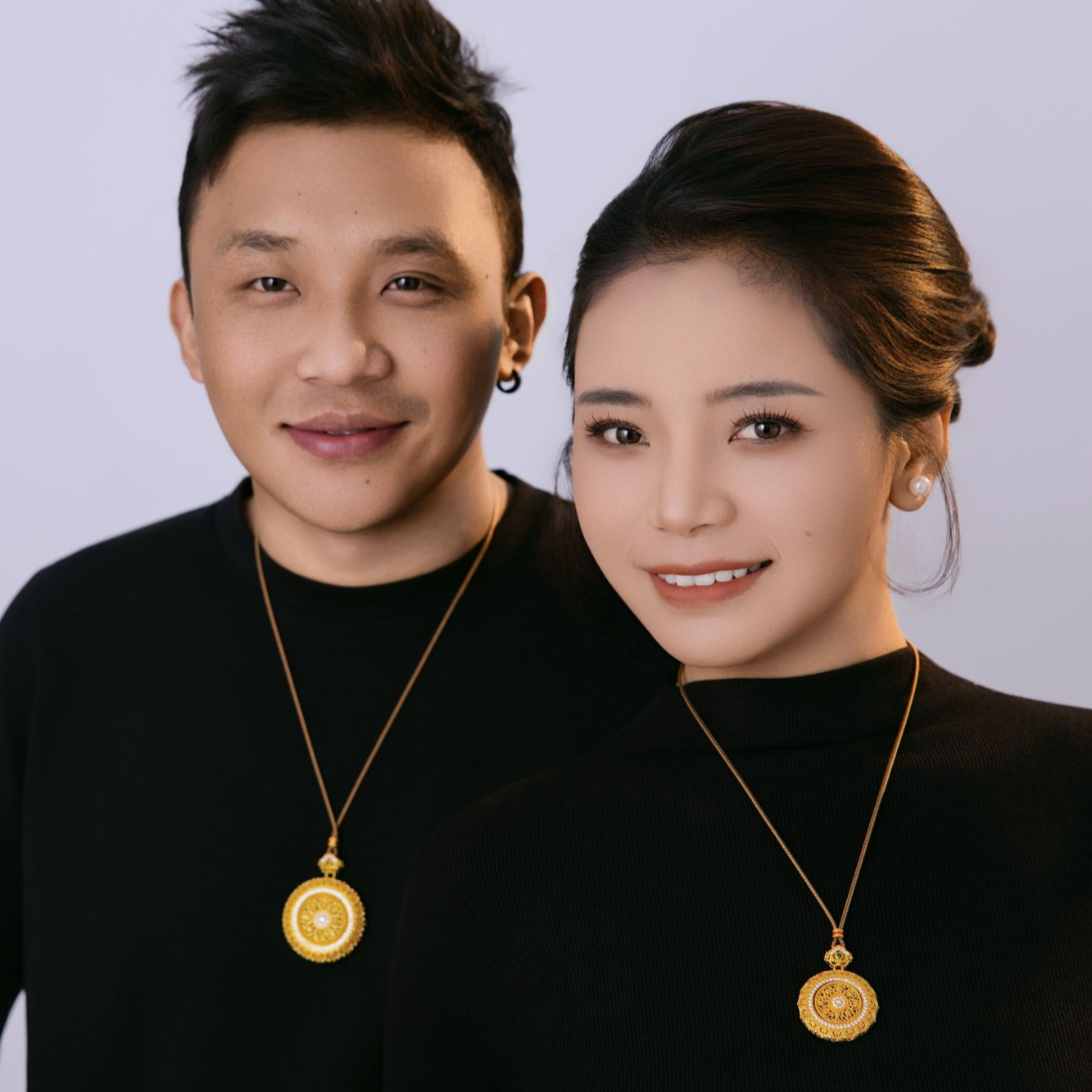 铜合金锦纶吊坠 【西藏包邮】情侣款如意可转动八宝罗盘吊坠项链