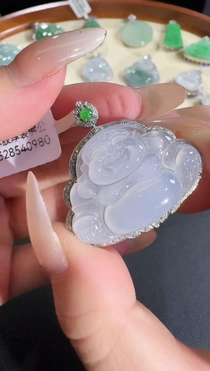 翡翠18K金镶嵌吊坠(不含链)【源头工厂】钻石镶嵌