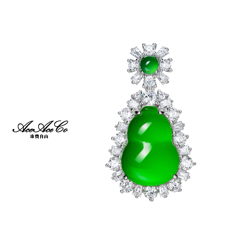 吊坠925银合成锆石 AceAceCo【春风又绿江南岸绿葫芦吊坠】新中式