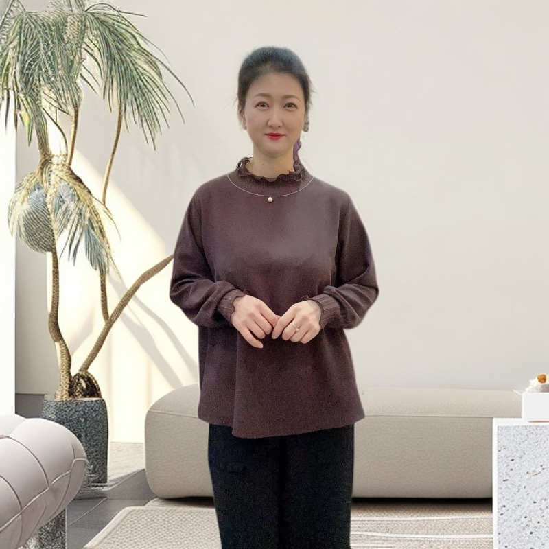 【韩国设计师衣吧】春秋季柔肤舒适轻便双层褶子边女款上衣【23】