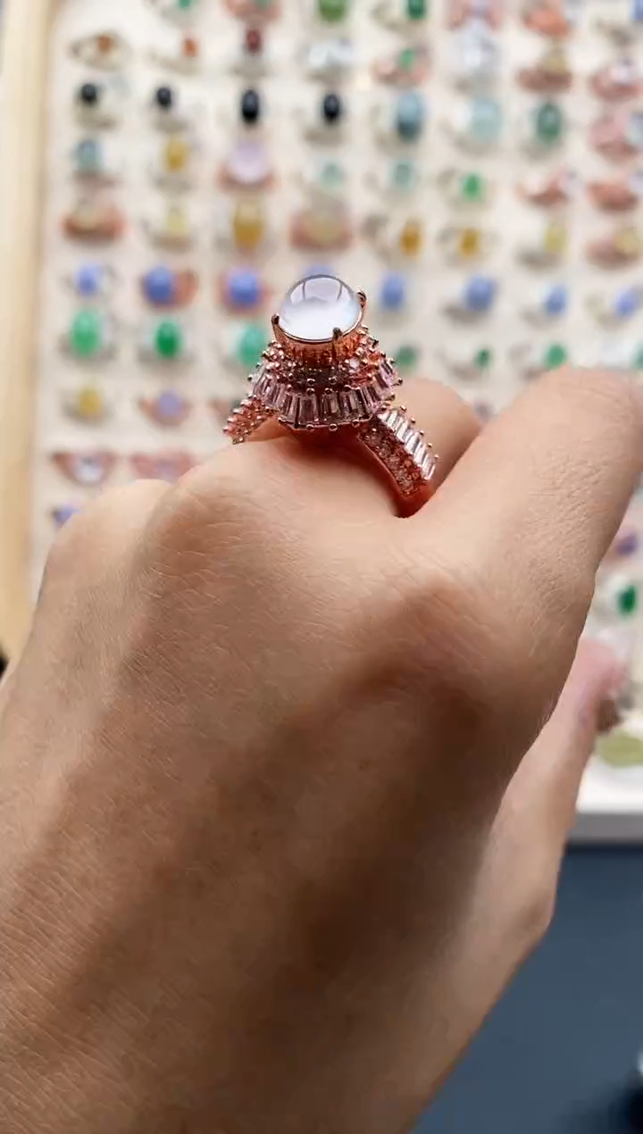 【闪购商品】翡翠戒指未镶嵌缅甸天然A货翡翠444  8+2