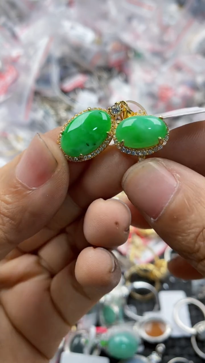 银S925镶嵌戒指翡翠12             1