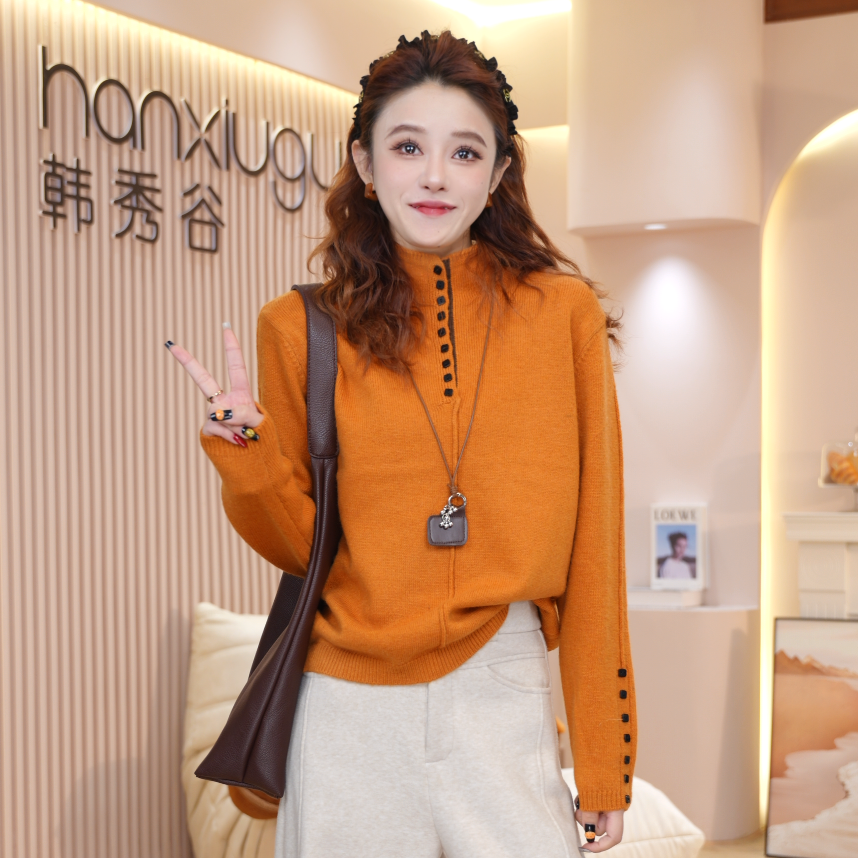 2025秋冬新款韩版针织衫女慵懒风高级感修身显瘦内搭上衣潮Y1631