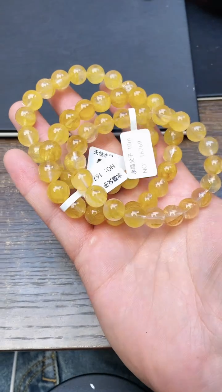 【闪购商品】水晶手串未镶嵌106 黄金胶花 10mm