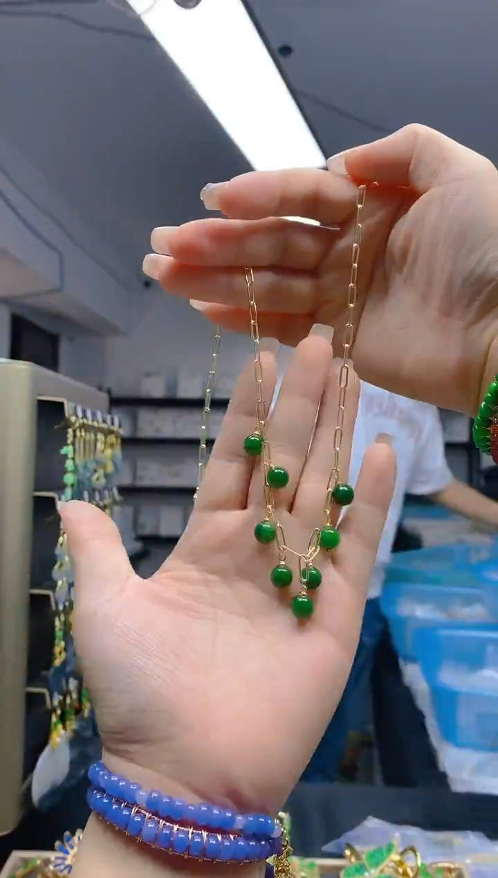【闪购商品】翡翠耳饰合金402翡翠锁骨链