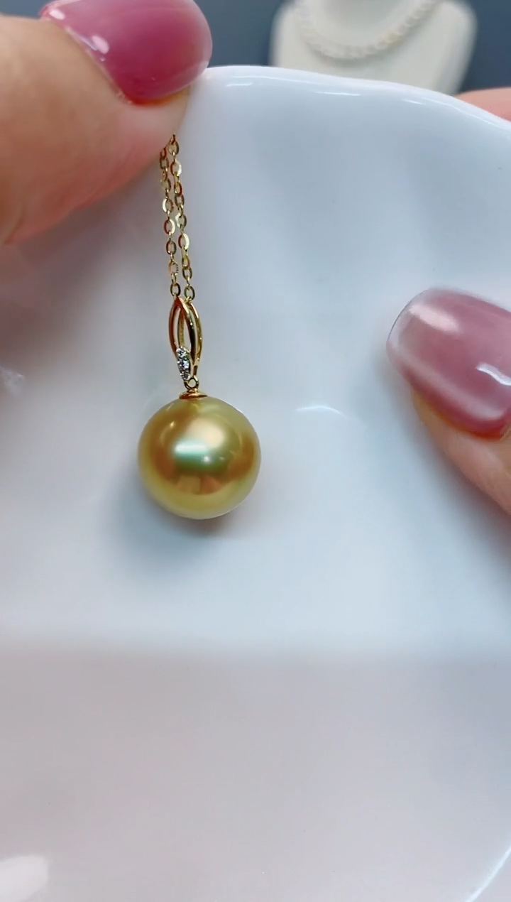【闪购商品】海水珍珠吊坠(赠链)18K金镶嵌13-14南洋海水珍珠吊坠