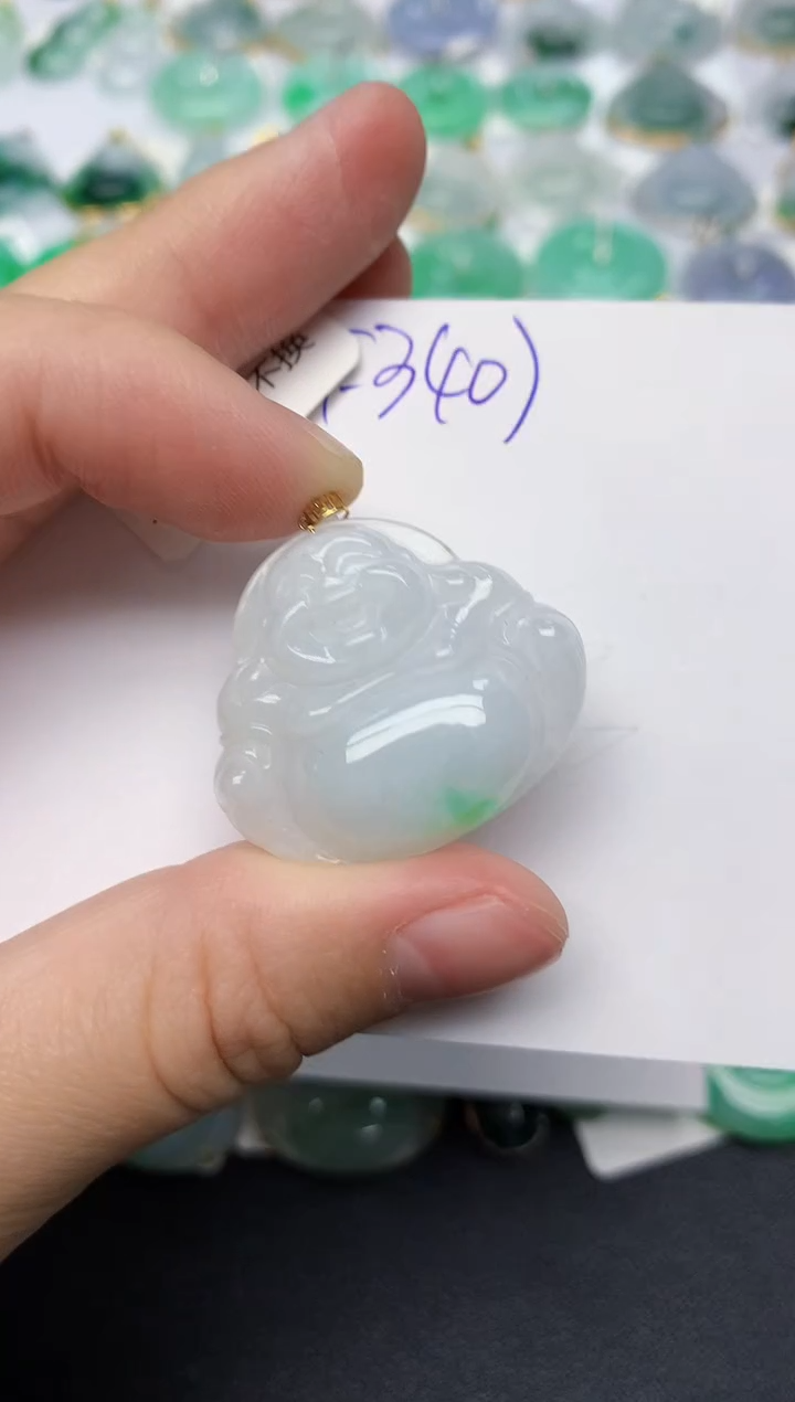 颈饰18K金镶嵌翡翠 天然缅甸A货翡翠百元以上9元证书费自理