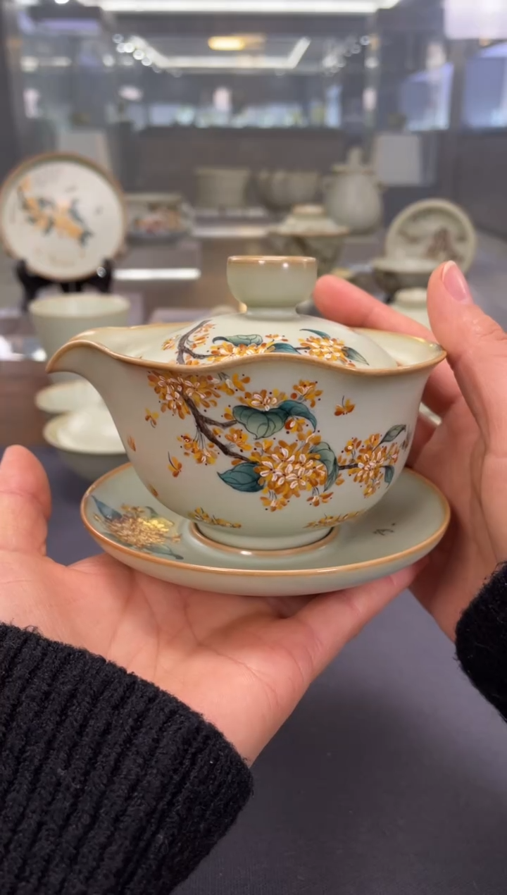 【闪购商品】周泽堂余秀华彩绘知行盖碗（桂花）